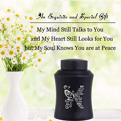 6 Inch Medium Aluminium Cremation Ash Urn for Family & Loved Ones - Black