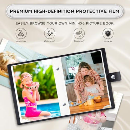 Ruibytree 2 Pack Small Photo Albums 4x6 Pictures, 104 Photos Total, Black | Compact Design, PU Leather Cover, Acid-Free Pages, Top-Loading, Mini Photo Book 4x6 for Kids, Wedding, Anniversary & Travel - color: Black