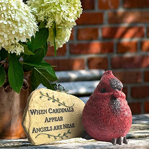 Memorial Remembrance Desktop Plaques Set of 2 – Sympathy Gifts for Loss of Loved One – “When Cardinals Appear Angels Are Near” Bereavement Signs – In Loving Memory Keepsake Desk Décor