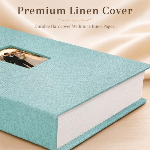 Ruibytree 128 Pockets Instant Mini Photo Album for 2x3 Pictures, Green | Writing Space, Premium Linen Hardcover, Flat-Fit Pockets, Wedding Guest Book for Polaroid 2x3 Photos, Graduation Keepsakes - color: Green