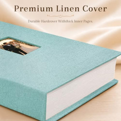 Ruibytree 128 Pockets Instant Mini Photo Album for 2x3 Pictures, Green | Writing Space, Premium Linen Hardcover, Flat-Fit Pockets, Wedding Guest Book for Polaroid 2x3 Photos, Graduation Keepsakes - color: Green