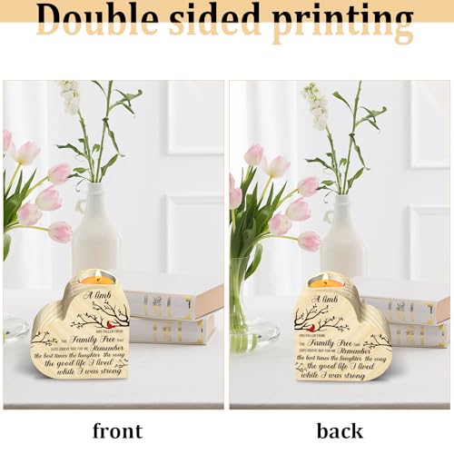 Sympathy Candle Gifts, Loss of Loved One Sympathy Candle Holders, Memorial Wooden Heart Candle Holders, Funeral Grief Condolence Memorial Gift for Loss Loved One, Double Sided Printing - color: Candle-limb-tree