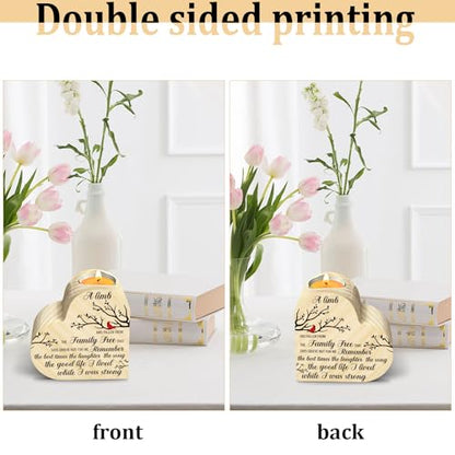 Sympathy Candle Gifts, Loss of Loved One Sympathy Candle Holders, Memorial Wooden Heart Candle Holders, Funeral Grief Condolence Memorial Gift for Loss Loved One, Double Sided Printing - color: Candle-limb-tree