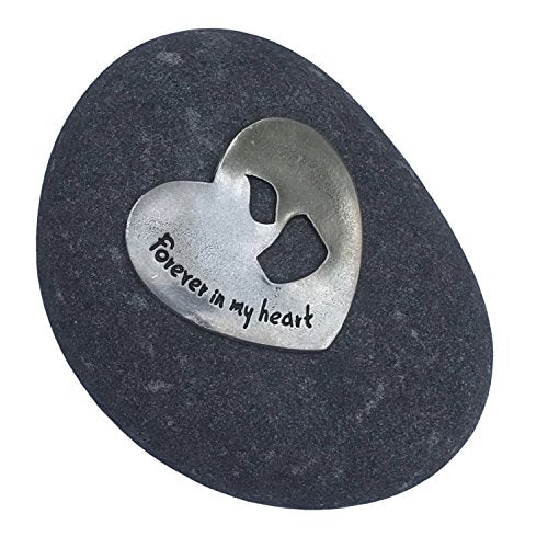 Whitney Howard Designs Sympathy Remembrance Gift - Forever in My Heart River Stone with Candle Motif - Memorial Garden Stone Bereavement Gift for Loss of Loved One