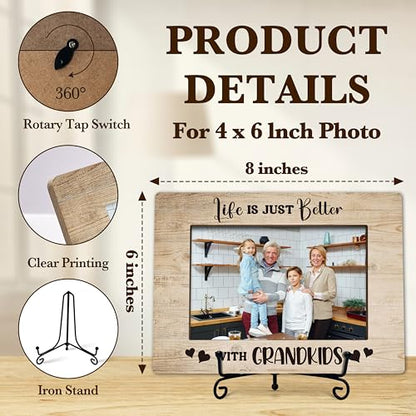 Grandparents Photo Frame - Wooden Tabletop Picture Frame With Stand, Perfect For Grandkids - Grandparents Day Gift - color: Grandparents