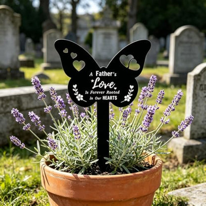 Acrylic Father Memorial Garden Stake, Butterfly Shaped Remembrance Plaque Stake for Cemetery Decorations, Grave Marker Waterproof Sympathy Garden Stake for Yard Grave