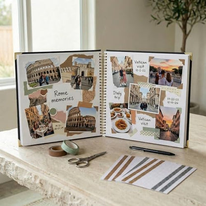 Beautiful Linen Scrapbook Photo Album 10"x10" - 40-Page Blank Guest Book | Perfect to Preserve Special Memories of Family, Weddings, Birthdays and Baby Showers - Timeless Keepsake for Every Home - color: Black
