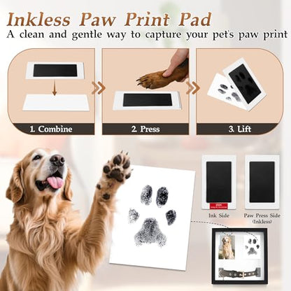 Dog Collar Memorial Frame, Paw Print Kit for Dogs, Memorial Gifts for Loss of Dog with Collar Holder, Pet Sympathy Remembrance Gift - size: Paw Print