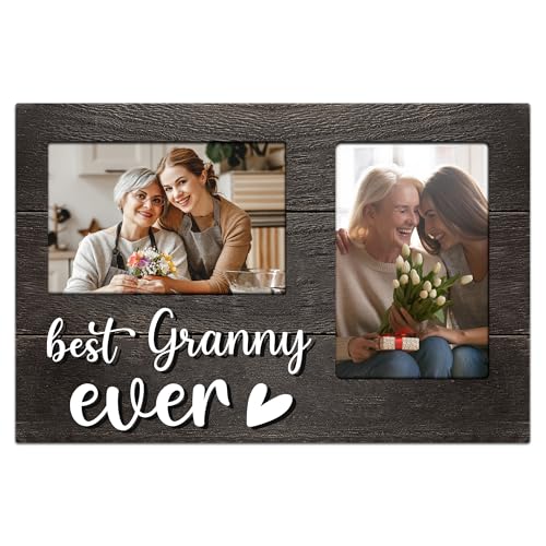 Granny Gifts, Granny Gift from Grandkids Mothers Day, 3D Photo Frame Hold 4x6 Inches Two Photos - Picture Frame Present for Grandma Grandparents Day, Birthday - color: granny