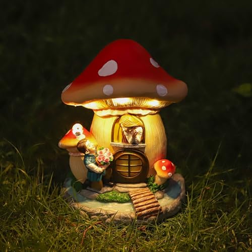 Solar Garden Outdoor Statues Princess and Prince with 4 LED Solar Figurine for Lawn,Patio,Balcony,Yard Decor Unique Housewarming Gift, for Gril,Mom,Grandma,Father,Woman - color: Multicolor Princess and Prince