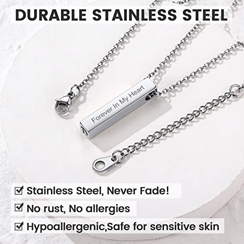 GOLDCHIC JEWELRY Urn Necklaces for Ashes, Stainless Steel Pet/Cross/Birthstone/Tree of Life Personalized Keepsake Memorial Jewelry for Women - color: Cube - 316L Stainless Steel, style: Personalized Engraving