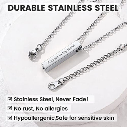 GOLDCHIC JEWELRY Urn Necklaces for Ashes, Stainless Steel Pet/Cross/Birthstone/Tree of Life Personalized Keepsake Memorial Jewelry for Women - color: Cube - 316L Stainless Steel, style: Personalized Engraving