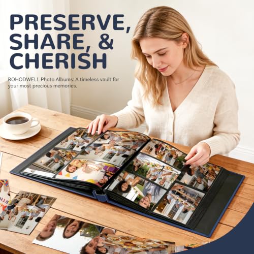 Photo Album 4x6 600 Pockets Slip In Extra Large Capacity | PU Leather Cover Picture Album Holds Horizontal & Vertical Photos for Family Wedding Baby Anniversary Christmas Gift - color: Navy Blue