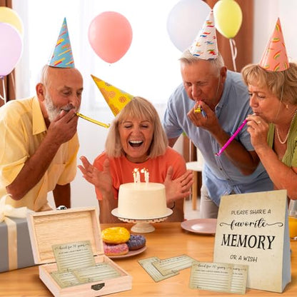 70th Birthday Party Share a Memory Set, 1956 Birthday Gifts for Women Men, 1956 Wooden Share A Memory Box with Memory Sign and 50 Pcs Memory Cards, 1956 Birthday Gifts, 70th Birthday Party Decorations - style: 70-1956