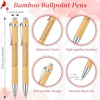 100 Set Memorial Funeral Favors Include Cardinal Prayer Cards and Bamboo Ballpoint Pens Funeral Pocket Token for Guest Sympathy Remembrance Gifts for Loss of Loved One