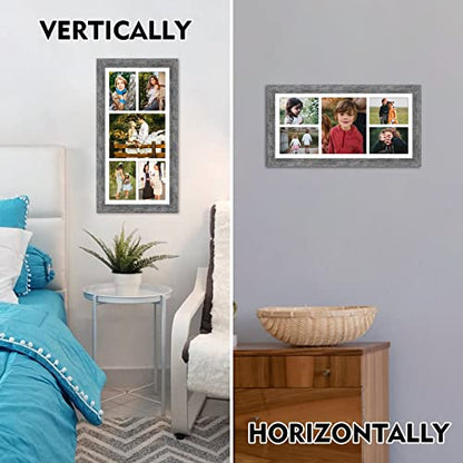 11x23 Collage Frame, 4 Open 5x7&1 Open 8x10 Photo Frame Collage - color: Grey, size: 11x23 - (4 open5x7+1 open8x10）