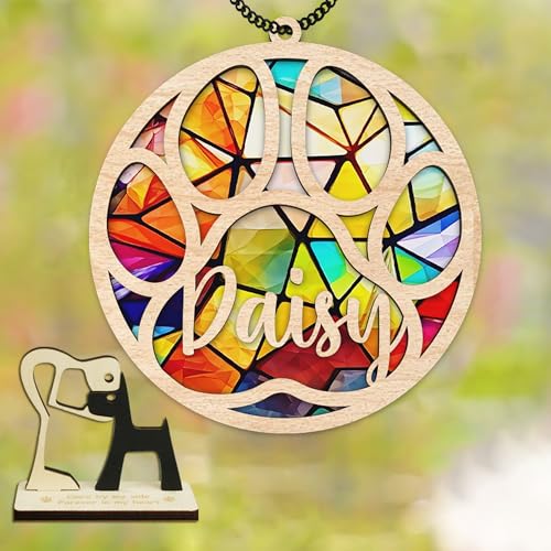 Personalized Pet Paw Memorial Suncatcher Custom Pet Name Sympathy Gift Window Decor Loss of Dog Cat Bereavement Keepsake Ideas Gift Dog Lover in Loving Memory Car Hanging Home Decor - color: 09. Custom #9