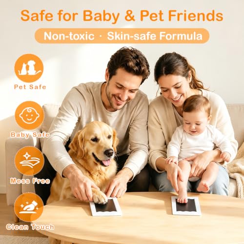 Nabance Inkless Paw Print Kit for Dogs Cat, Mess-Free Pet Paw & Nose Print | 6 Clean Touch Ink Pads and 12 Imprint Cards, Baby Footprint Kit, Dog Paw Print Kit Keepsake Gift for Owners & New Moms - size: Medium(6 Pack)