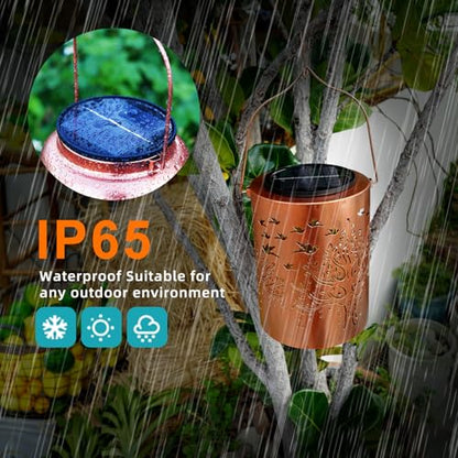 Solar Lantern Outdoor, Tree of Life Decorative Hanging Lantern | 13.4", Metal, IP65 Waterproof, Larger Solar Panel, 2000mAh Battery, Dusk to Dawn, Garden, Patio Decor, Housewarming Gifts - style: Tree of Life