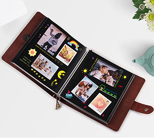 Leather photo Album Self Adhesive Pages, Handamde Leather Scrapbook Photo Album, Wedding Family Album, Holds 3x5, 4x6, 5x7, 6x8 Photos - Coffee - color: Coffee, size: 9.6x9.6x1.3