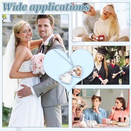 UNICRAFTALE 15Pcs Heart Photo Frame Charms Stainless Steel Picture Locket Charm Metal Locket Pendants Photo Memory Necklace Chain Bouquet Picture Charm for Women Men Wedding Jewelry Making