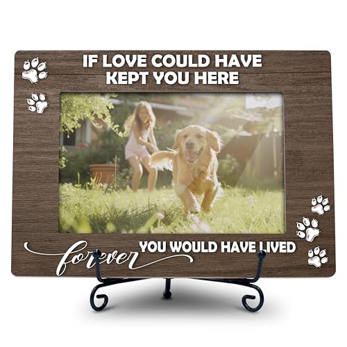Dog Memorial Picture Frame 4x6, Pet Loss Sympathy Gift for Loss of a Beloved Dog, Wooden Remembrance Frame -B04 - style: Style4