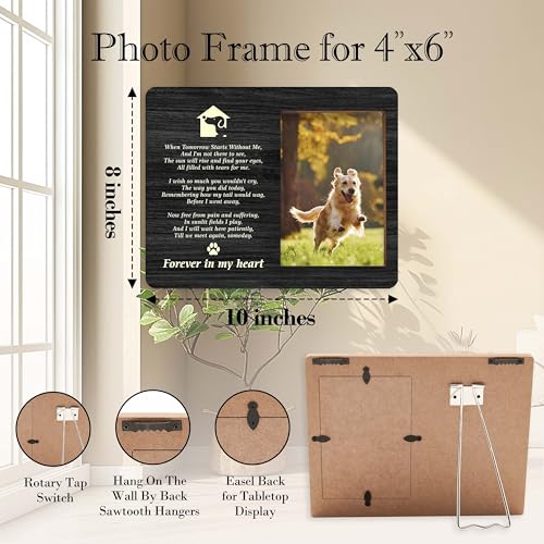 Dog Memorial Picture Frame, In Loving Memory Wooden Photo Frame, Sympathy & Bereavement Gifts for Loss of Dog - 'When Tomorrow Starts Without Me' Frame - Pet Remembrance Gift - c06 - style: Dog Memorial 5