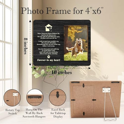 Dog Memorial Picture Frame, In Loving Memory Wooden Photo Frame, Sympathy & Bereavement Gifts for Loss of Dog - 'When Tomorrow Starts Without Me' Frame - Pet Remembrance Gift - c06 - style: Dog Memorial 5