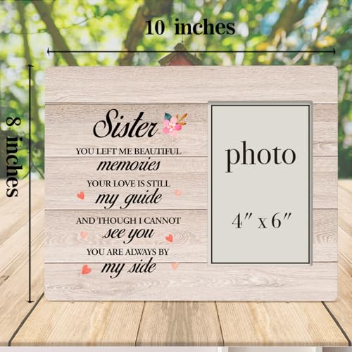 Dumyum Loss of Sister Memorial Photo Frame | Sympathy Gift for Sister in Memory, Wooden Picture Frame (4X6 Inches) - color: Sister