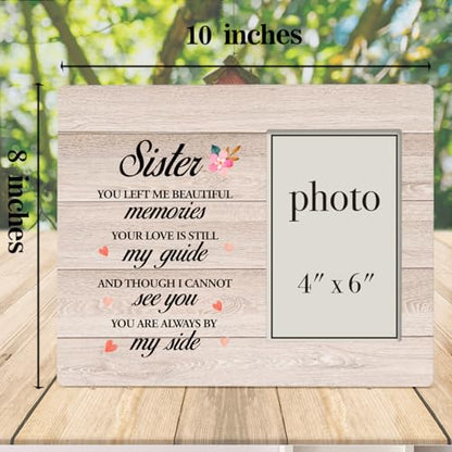 Dumyum Loss of Sister Memorial Photo Frame | Sympathy Gift for Sister in Memory, Wooden Picture Frame (4X6 Inches) - color: Sister