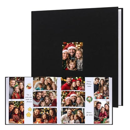 600 Pocket 4x6 Photo Album with Writing Space, Linen Cover, Black - color: 600 Pockets Black