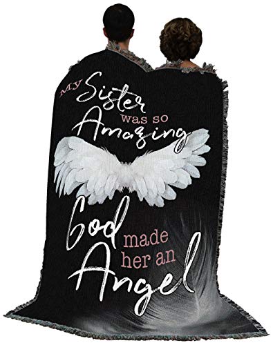 My Sister was So Amazing God Made Her an Angel Blanket - Sympathy Bereavement Gift Tapestry Throw Woven from Cotton - Made in the USA (72x54) - color: Sister, size: 72" x 54"