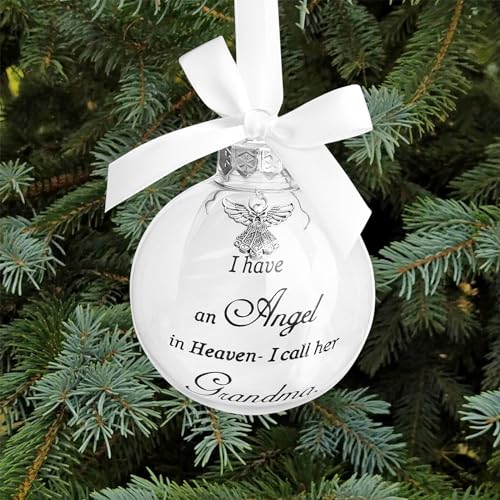 Christmas Memorial Feather Ball Angel Ornament I Have an Angel in Heaven I Call Her Grandma Family Memorial Loss of Loved One Hanging Pendant Xmas Tree Décor - color: Grandma