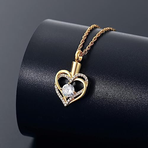 shajwo Cremation Jewelry Heart Urn Necklace for Ashes of Loved One - color: Gold-white