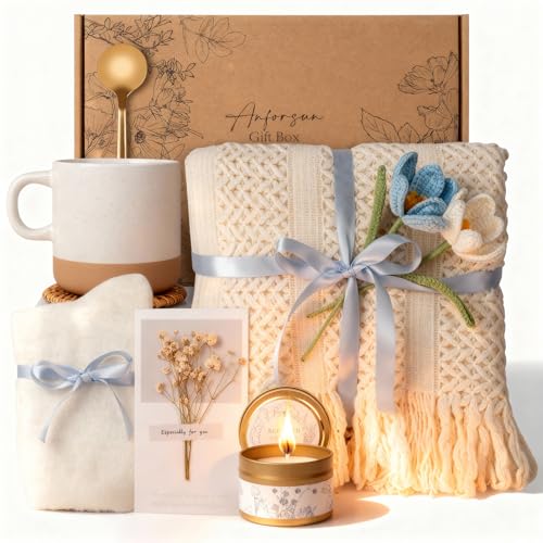 Gift Baskets for Women, Birthday Gifts for Women, Self Care Gift Baskets Care Package, Thank You, Get Well, Sympathy Inspirational Friendship Gifts for Mom, Grandma, Sister,Friends, Girls - color: Bule