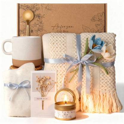 Gift Baskets for Women, Birthday Gifts for Women, Self Care Gift Baskets Care Package, Thank You, Get Well, Sympathy Inspirational Friendship Gifts for Mom, Grandma, Sister,Friends, Girls - color: Bule