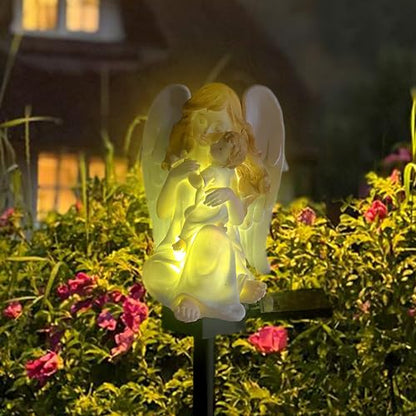 QH & Garden Angel Solar Garden Light - Virgin Mary Statue | LED Waterproof, Solar Powered Garden Stake Lights, For Balcony, Yard, Lawn, Pathway, Walkway, Angel Statues Grave Decorations - style: Mother Mary