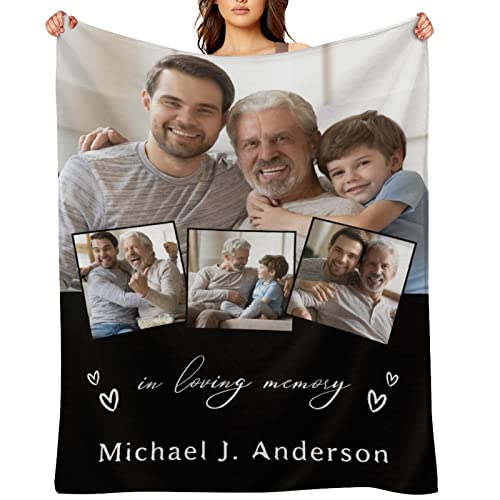 Artsadd Personalized Blanket in Loving Memory of Mother Father, Custom Throws with Picture Text Name, Memorial Gift for Loss of Loved One,Remembrance Gift - color: Design 6
