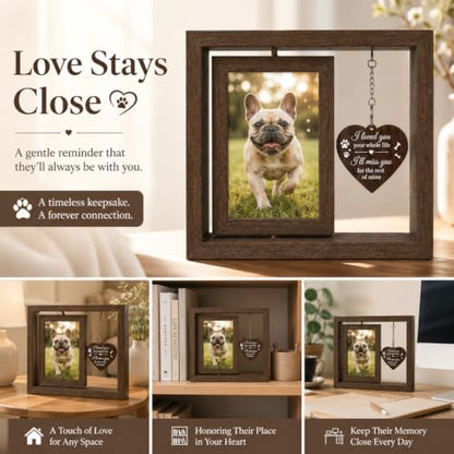 Dog Memorial Gifts for Loss of Dog - 360° Rotating Pet Memorial Picture Frame for 2 4x6 Photos - Pet Loss Sympathy Remembrance Gift for Dog and Cat Lovers