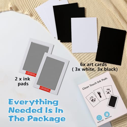 Baby Handprint Ink Pads,Inkless Print Kit,Pet Paw,Baby,Festival Gift | XL Size,2 Pcs Baby Handprint Ink Pads with Clean-Touch & 6 Imprint Cards Safe for Baby, Family Keepsake, Pet Paw Kit,Silver - color: Silver