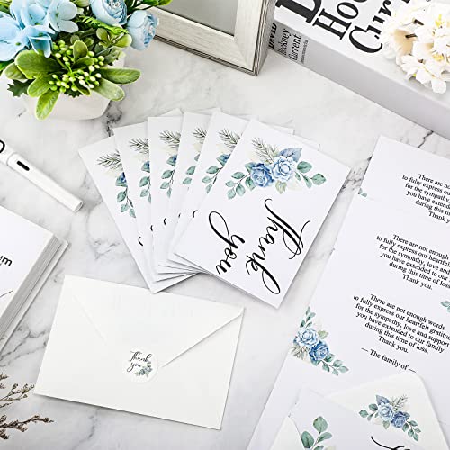 Fumete 50 Set Funeral Thank You Cards, Flower - style: Flower