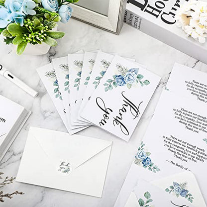 Fumete 50 Set Funeral Thank You Cards, Flower - style: Flower