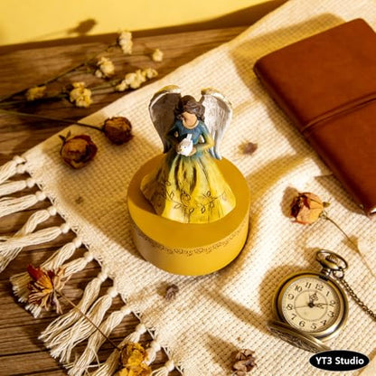Music Box, Guardian Angel Musical Box Figurine Holding Heart, Sculpted Hand-Painted Music Boxes Figures Wind Up Angel Musical Boxes for Women Girls in Christmas Birthday Anniversary - color: Angel Figurines Dove