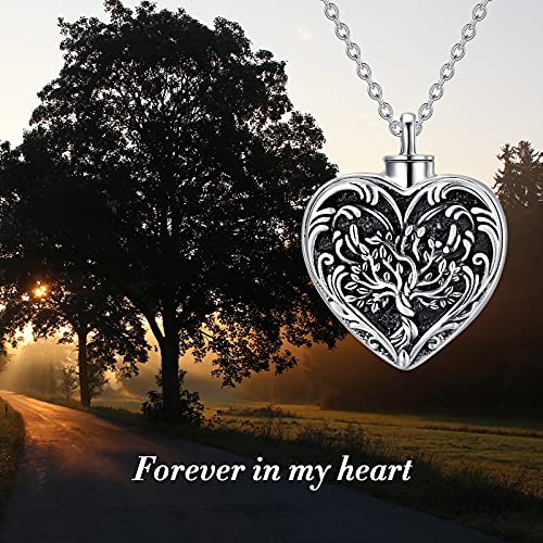 SOULMEET Cremation Jewelry for Ashes, Sterling Silver Urn Necklace for Ashes Women Men, Cherish Memories Cremation Jewelry to Keep Someone Near to You - color: D-Oxidation black Tree