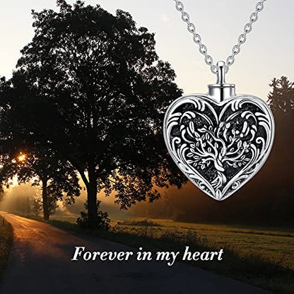 SOULMEET Cremation Jewelry for Ashes, Sterling Silver Urn Necklace for Ashes Women Men, Cherish Memories Cremation Jewelry to Keep Someone Near to You - color: D-Oxidation black Tree