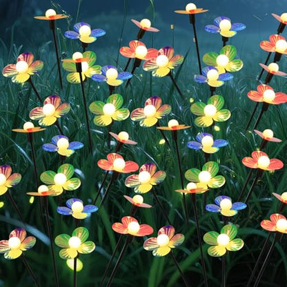 Solar Flower Lights Outdoor Waterproof 8 Pack of 6 LEDs Garden Solar Firefly Lights Decorative for Garden, Yard, Backyard - size: 8 pcs