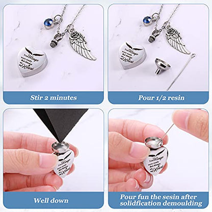 Jadive 3 Pcs Urn Necklace for Ashes for Women Cremation Heart Ashes Jewelry Crystal Ocean Necklace Summer Waterproof Memorial Pendant Stainless Steel Keepsake with Angel Wing 12 Birthstones Filling