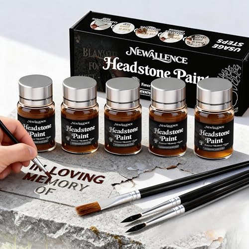 Headstone Ink Kit Professional Artist Stone Paint - Monument Letter Inscription Restoration Paint Gravestone Lettering/Tombstone Inscriptions on Granite & Marble with Mutiple Colors (Bronze) - color: Bronze-5pcs