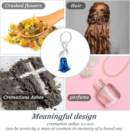 zeqingjw Urn Keychain Cremation Jewelry for Ashes Rose Flower Memorial Keychain Funeral Keepsake Ashes Pendant Gift - color: Customize