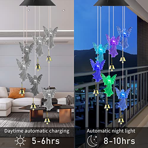 Jarxin Outdoor Garden Solar Wind Chimes Waterproof Light Angel Color Changing Led Solar Powered Windchimes Yard Hanging Lights